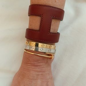 Hermes Burgundy Ano Leather Cuff
